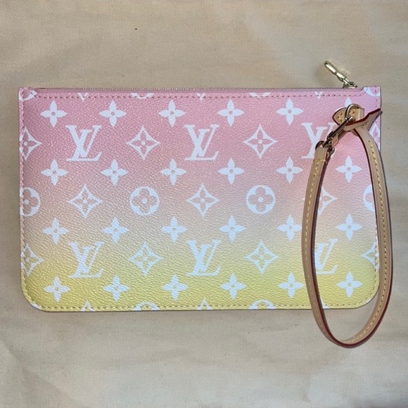 🔅❕TRADED❕🔅Louis Vuitton Neverfull Pouch By the Pool Light Pink & Yellow - Picture 6 of 9